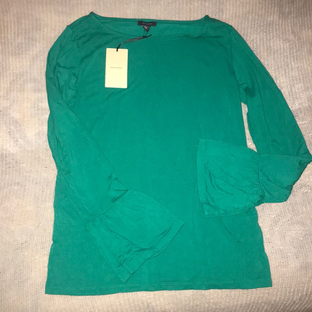 Green Long Sleeve Flounce shirt